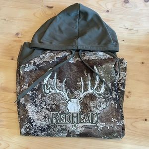 Mens Large Camo Red Head Hoodie
